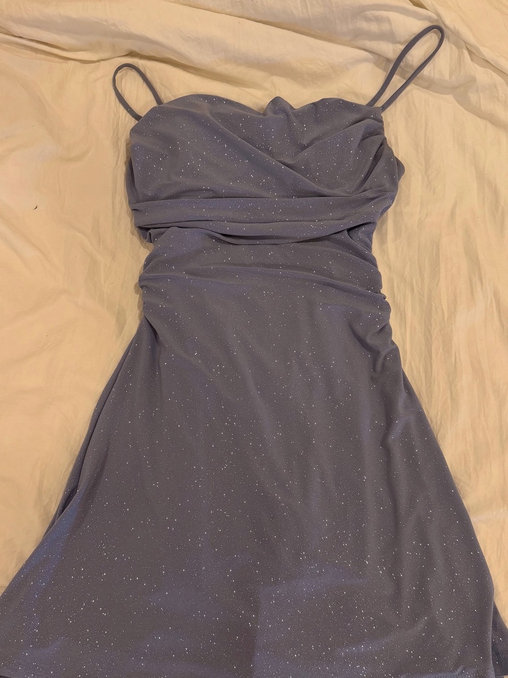 Windsor Lavender Sparkle Spaghetti-Strap Mini Dress